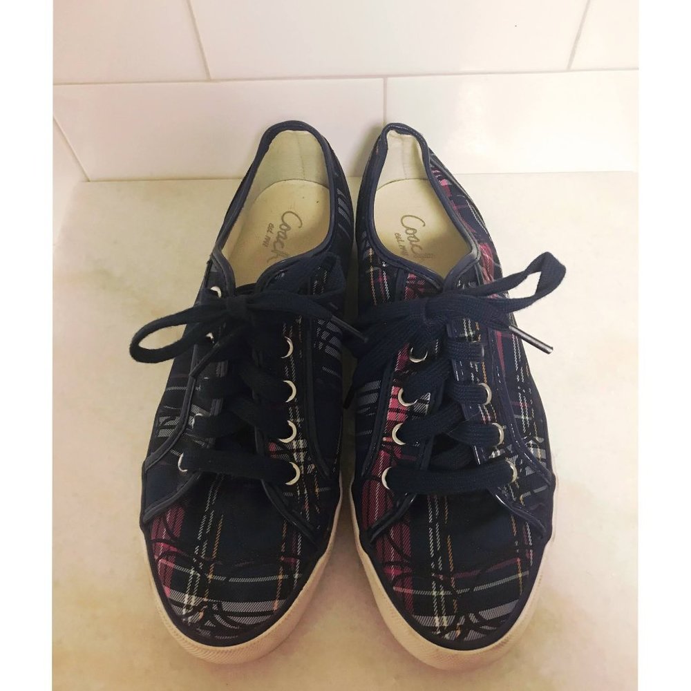 COACH Dee Blue Plaid Sneakers - Picture 7 of 10